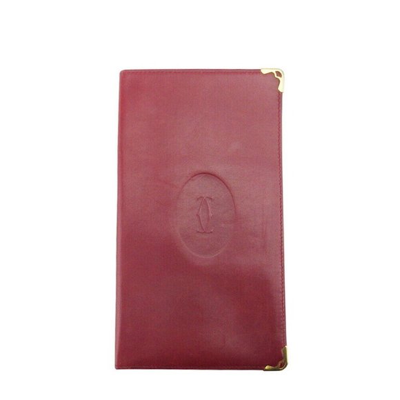 Authenticity guaranteed USED CARTIER Long billing Mastrin Bordeaux Leather